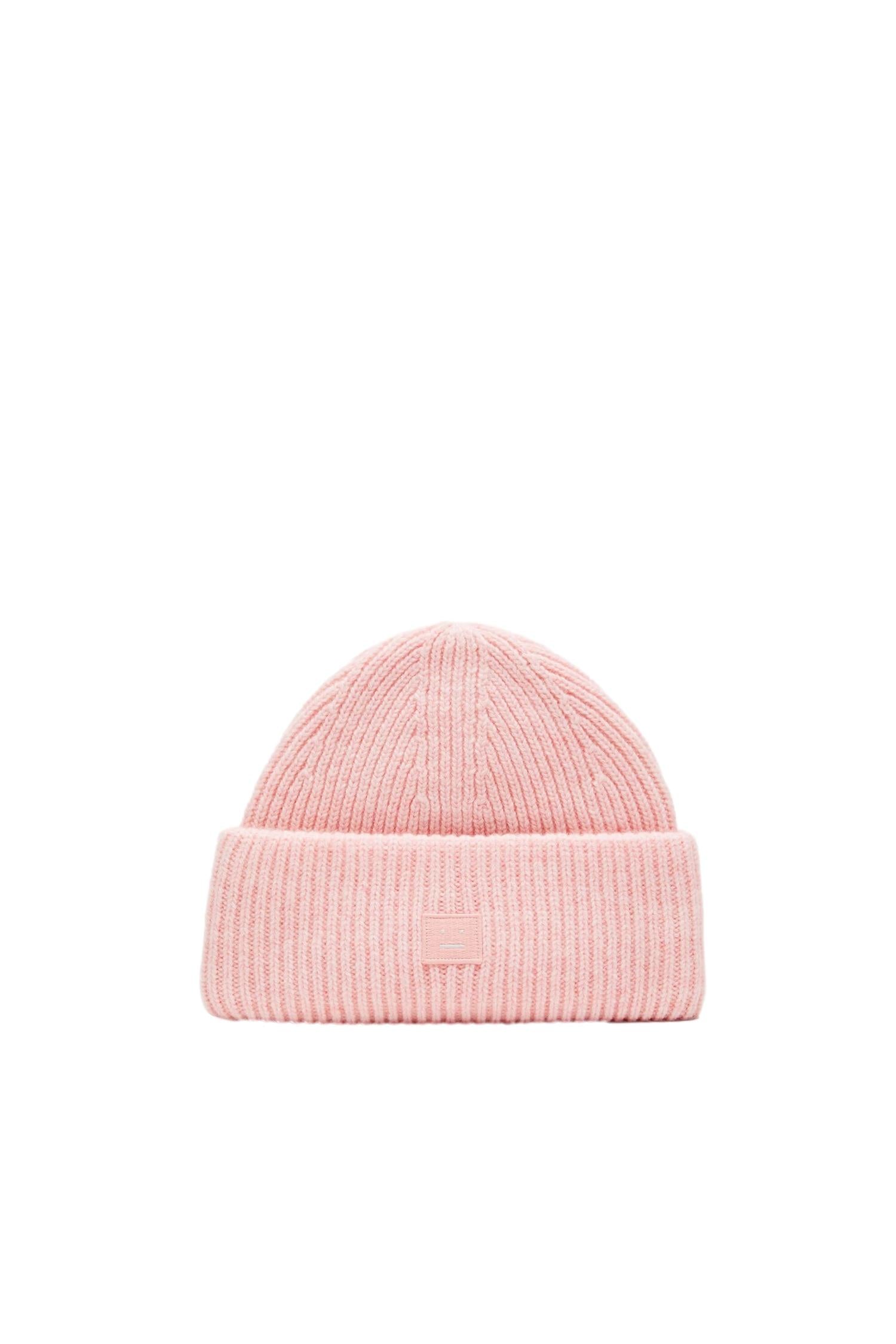 Acne Small Face Logo Beanie Lue Lyserosa - modostore.no