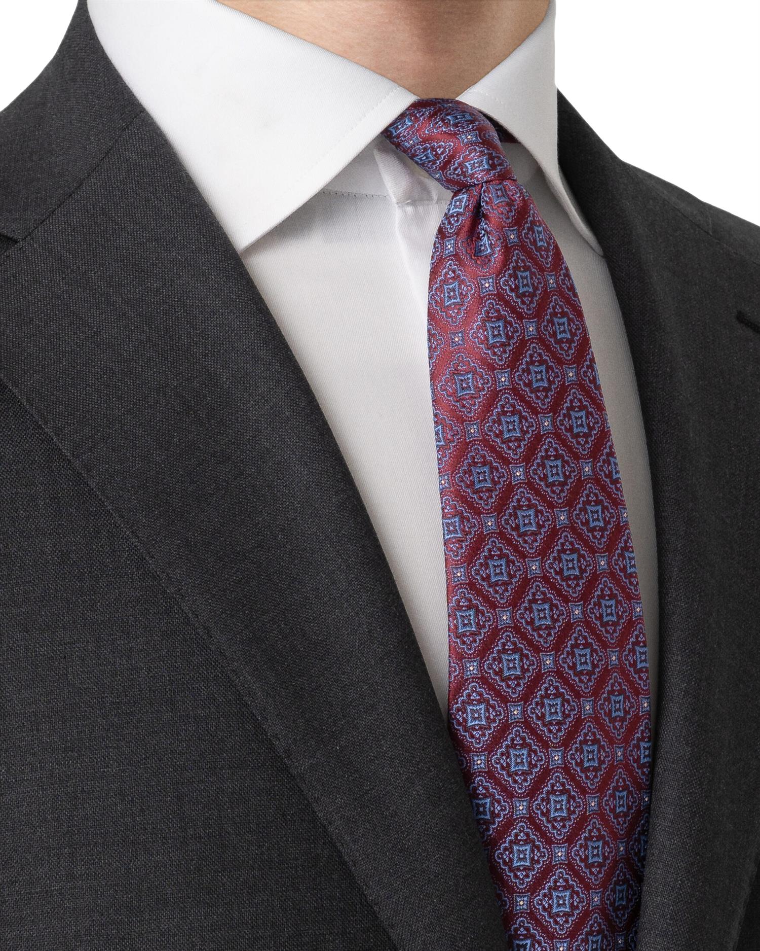 Eton Medallion Woven Silk Tie Slips Rødt Mønster