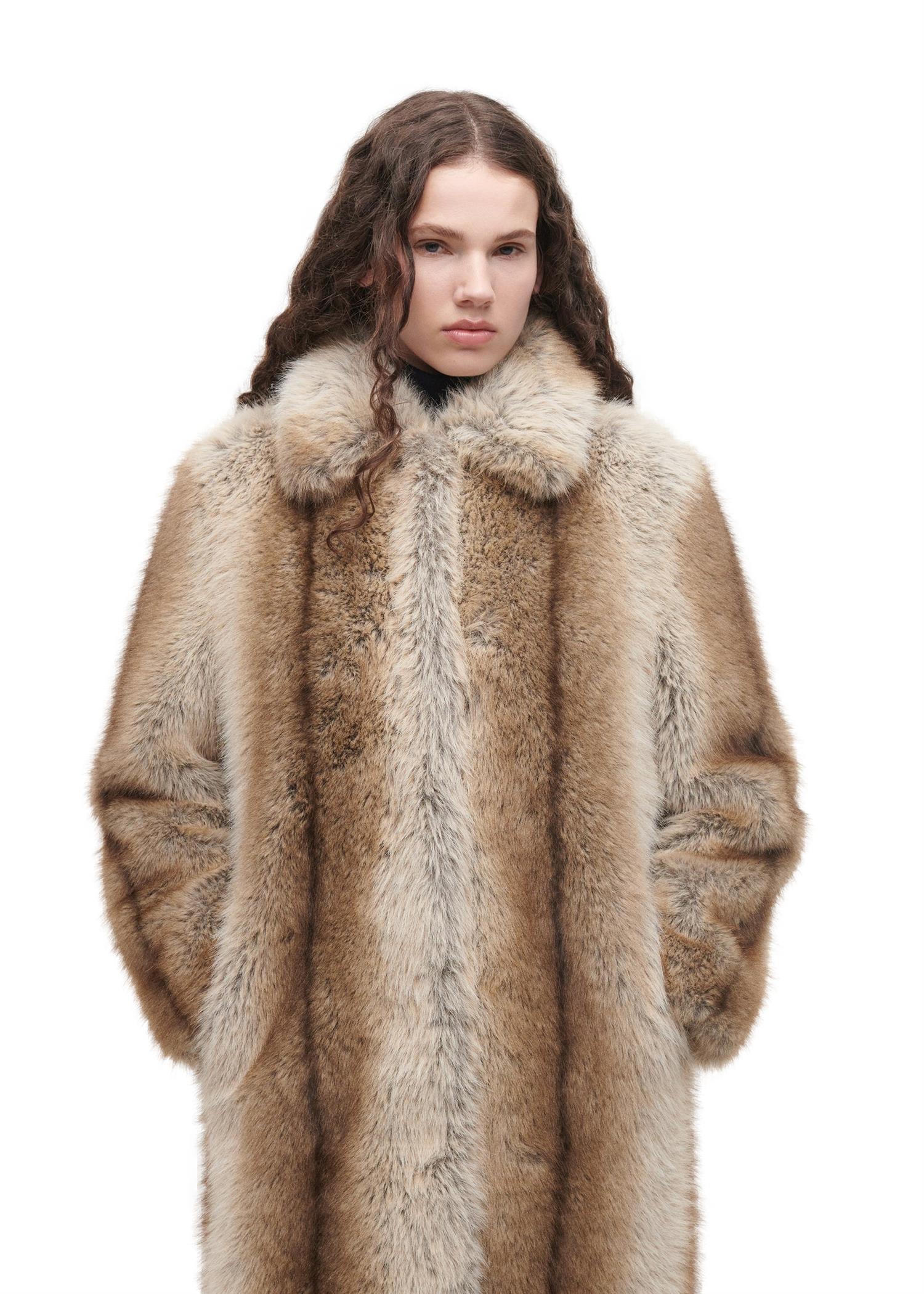 Studio AR Scarlet Faux Fox Jakke Brun/Beige
