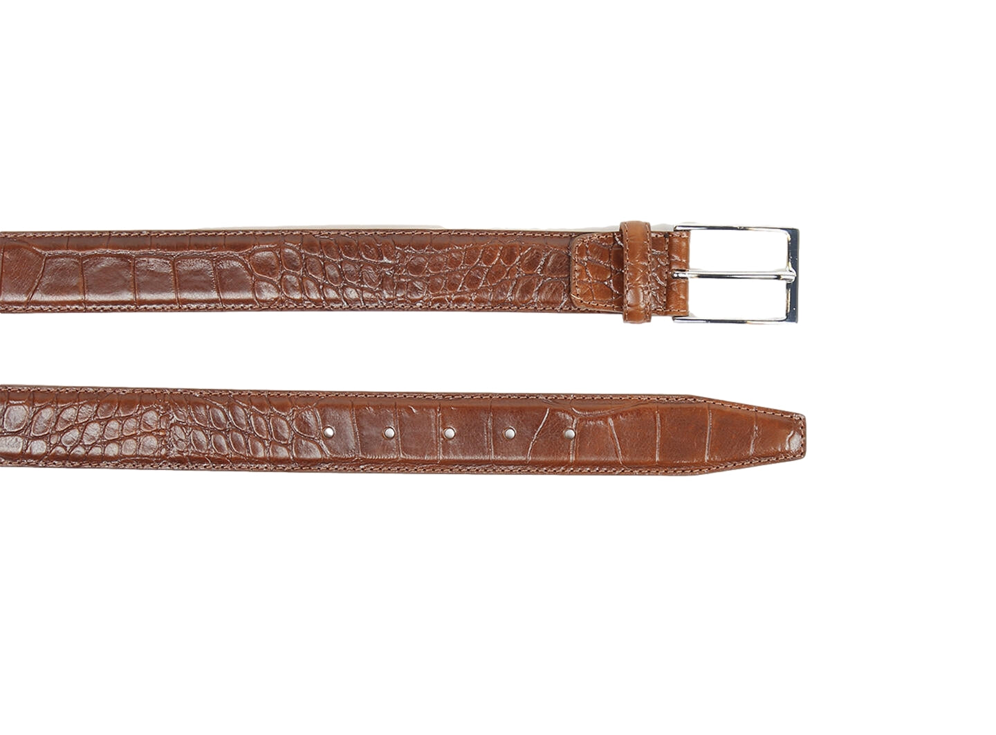 Manzini Montecristo Croc Belt 3,5cm Belte Brun - modostore.no
