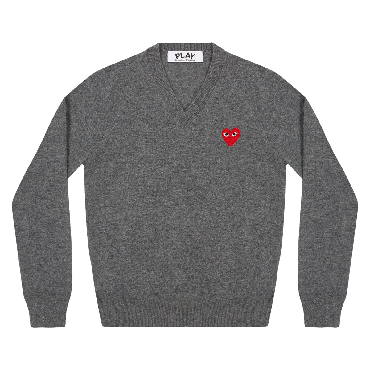 Comme des Garcons Play Sweater Red Emblem Red Heart Genser Mørkegrå