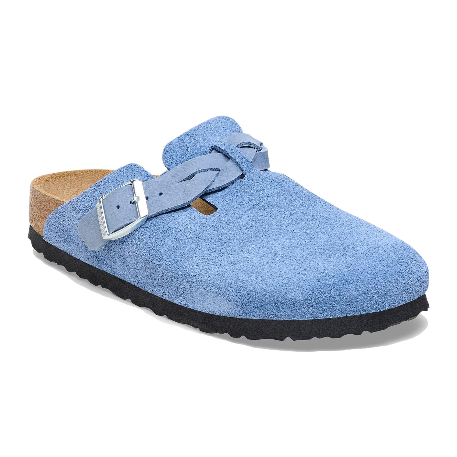 Birkenstock Boston Braided Suede Leather Narrow Sko Lyseblå - modostore.no