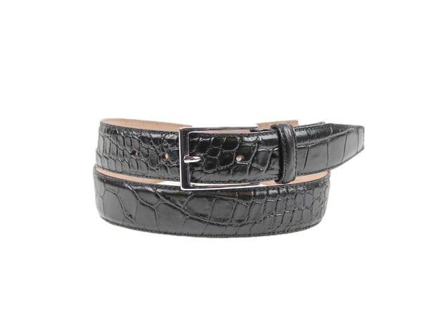 Manzini Montecristo Croc Belt 3,5cm Belte Sort