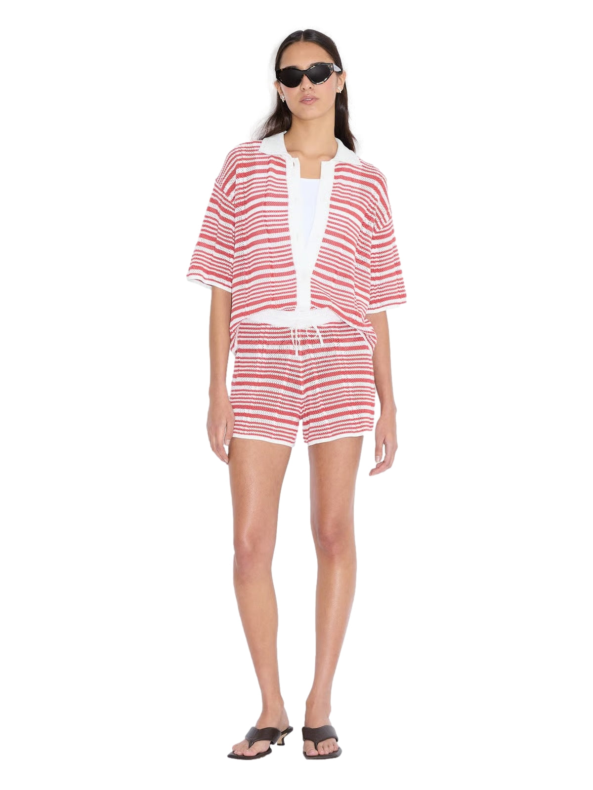 Holzweiler Kelp Striped Shorts Shorts Hvit Og Rød