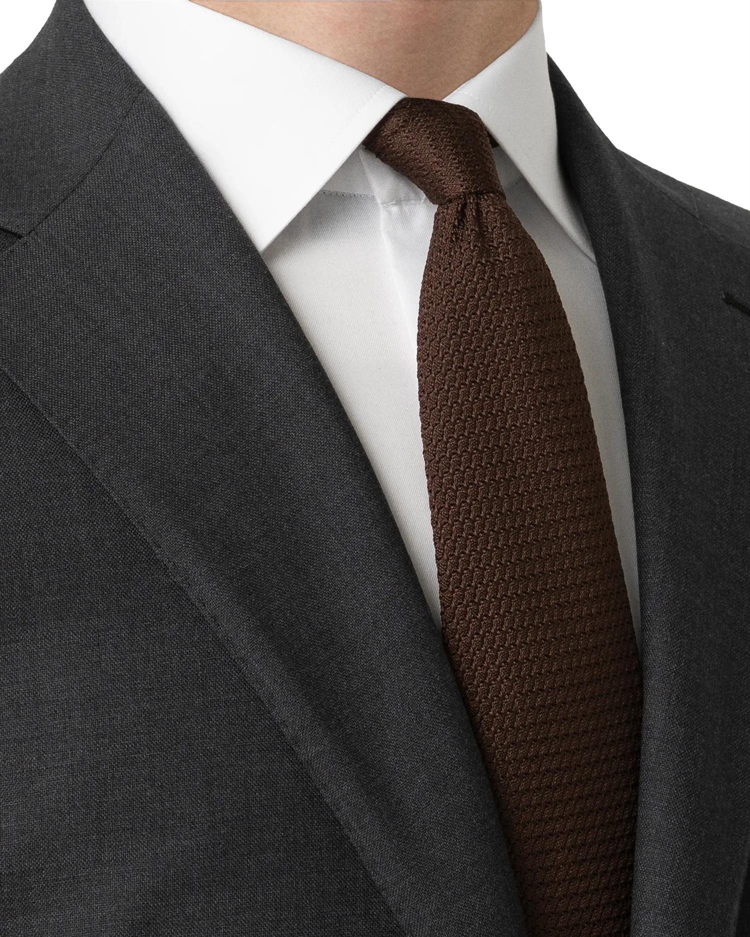 Eton Solid Grenadine Tie Slips Mørkebrun