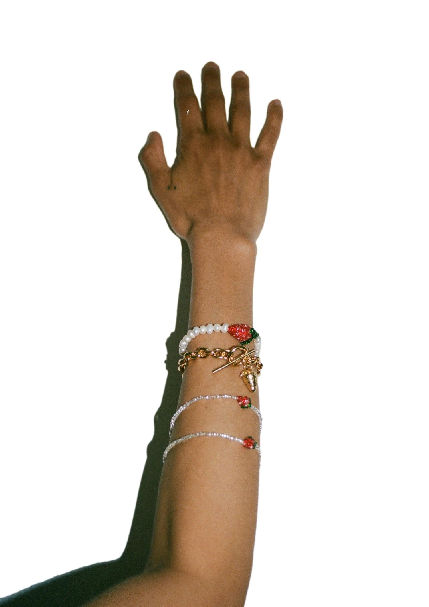 Pura Utz Mini Silver Strawberry Bracelet Armbånd Sølv Og Rød - modostore.no