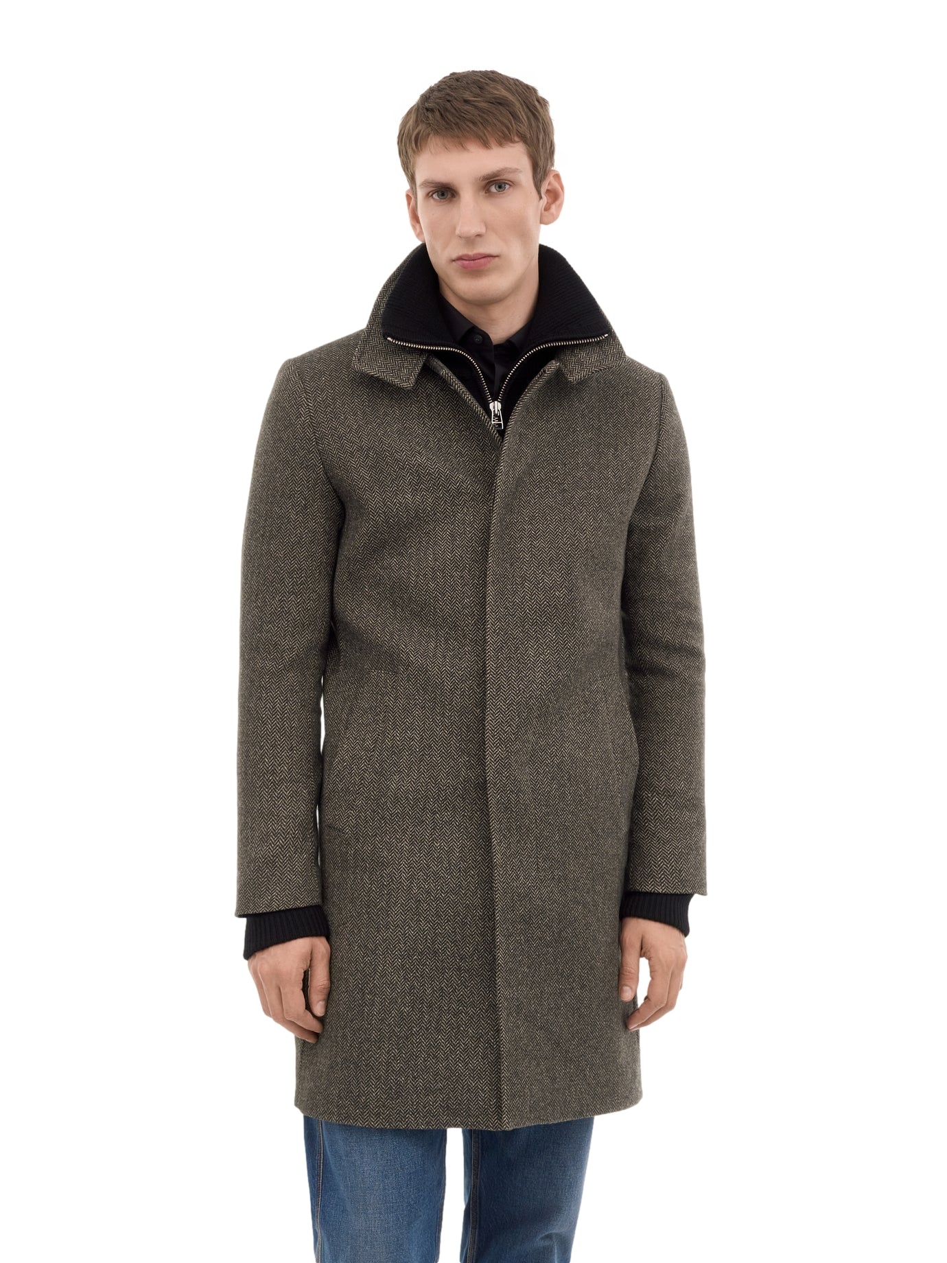Tiger of Sweden Aleric Funnel Coat Brown Jakke Brun Mønster