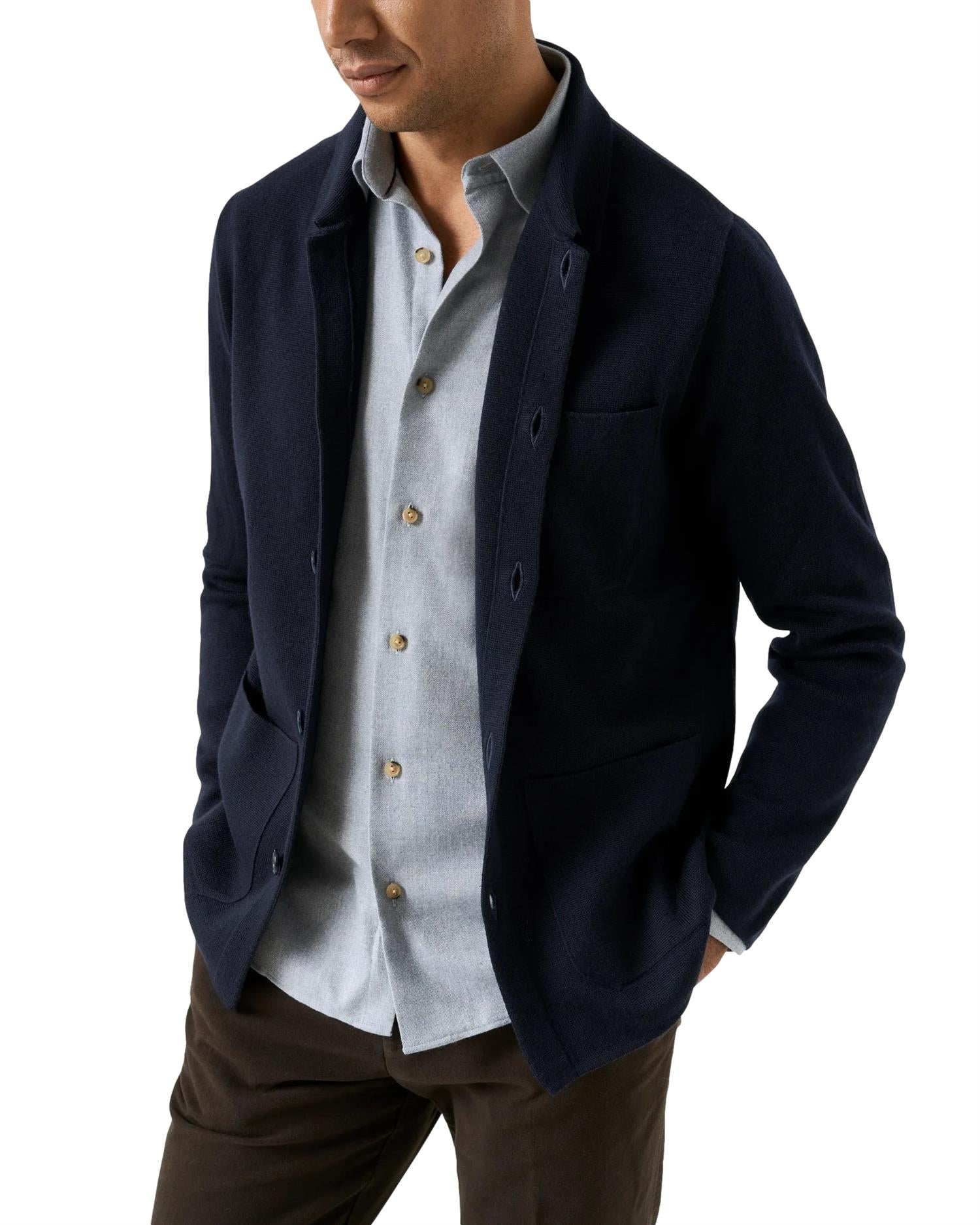 Eton Solid Flannel Shirt Skjorte Lys Blå Melert - modostore.no