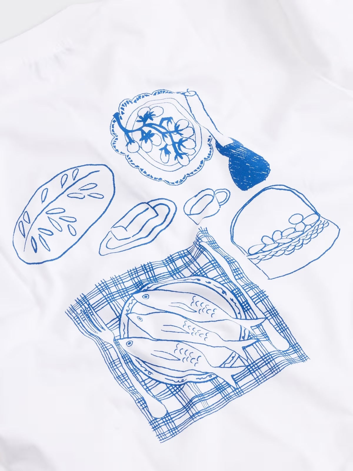 Holzweiler Sketch Tee T-shirt Hvit Og Blå - modostore.no