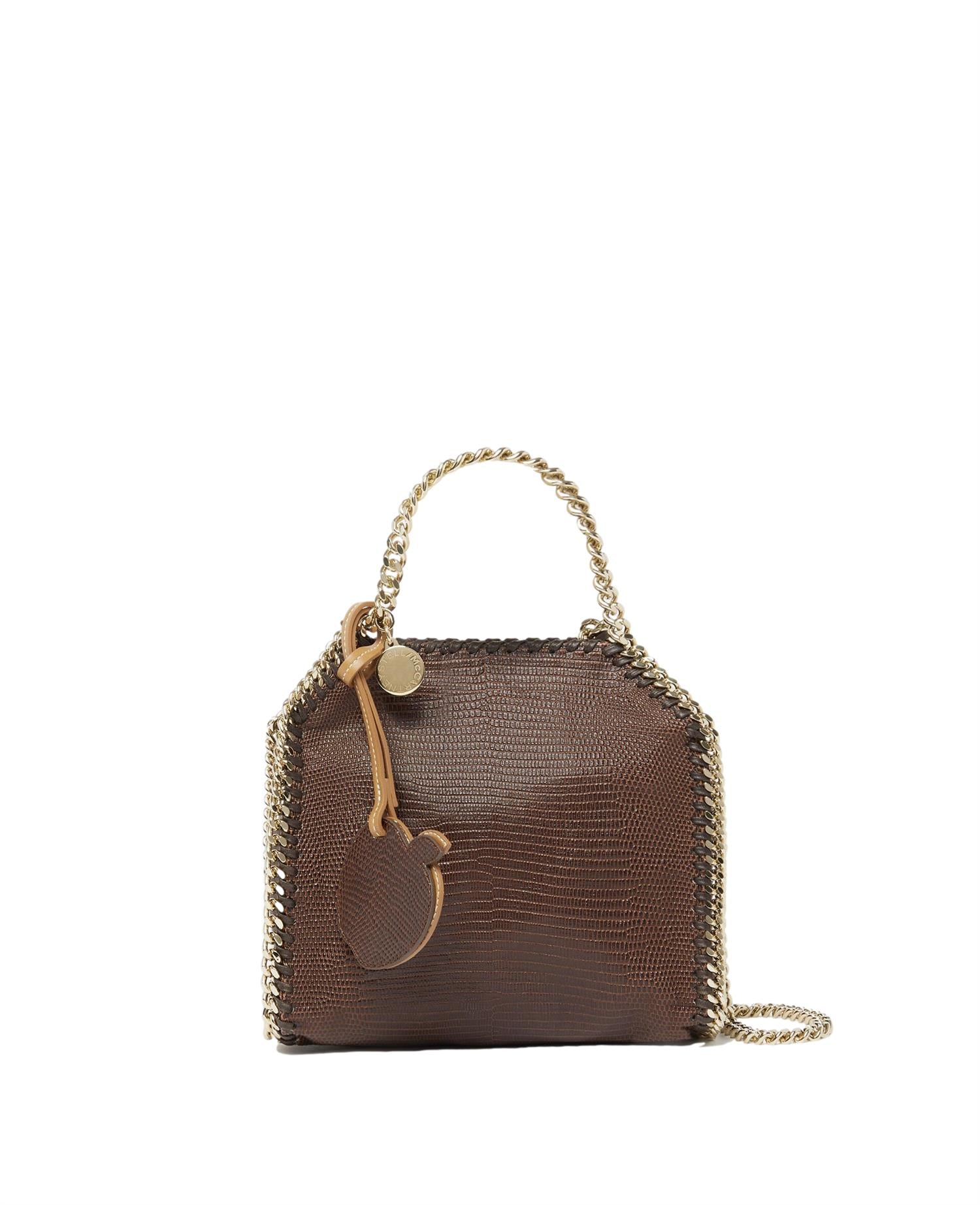 Stella McCartney Falabella Mini Tote Embossed Veske Mørkebrun - modostore.no