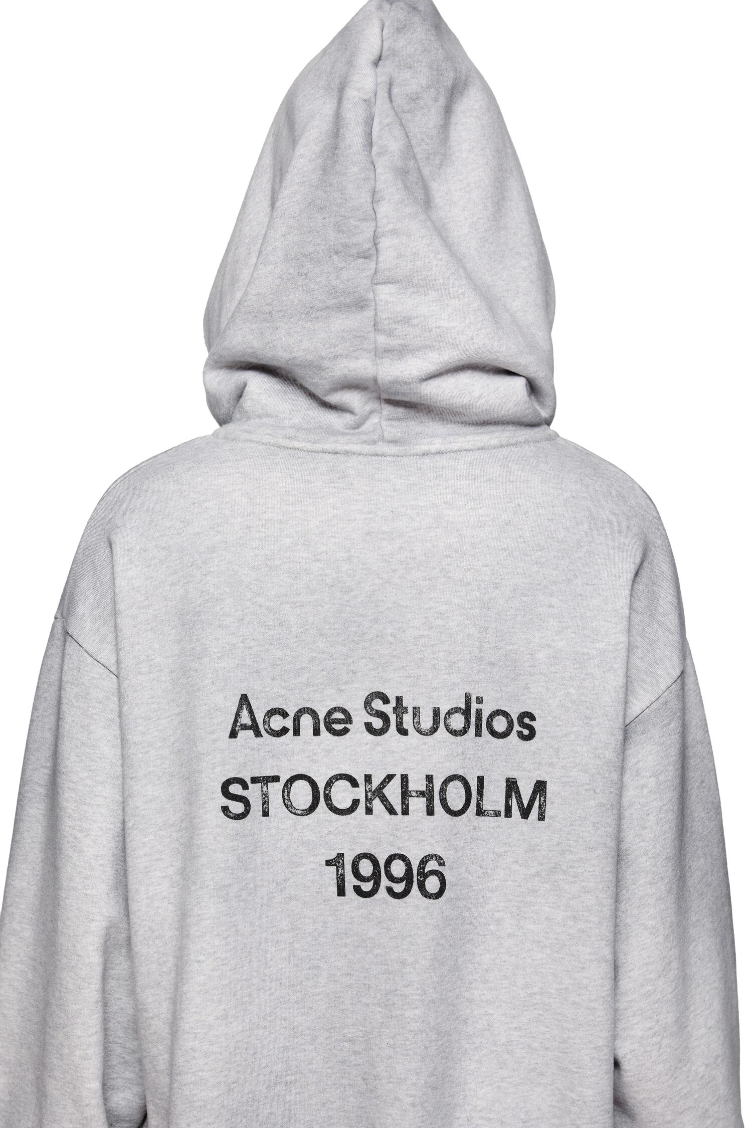 Acne Logo Hooded Sweater Genser Grå - modostore.no