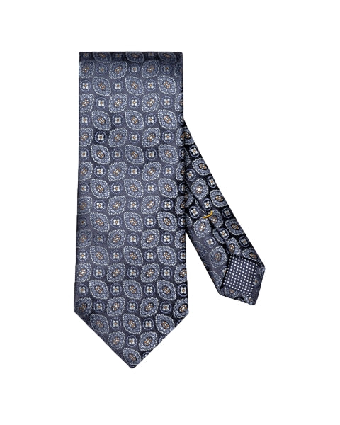 Eton Medallion Woven Slik Tie Slips Blå