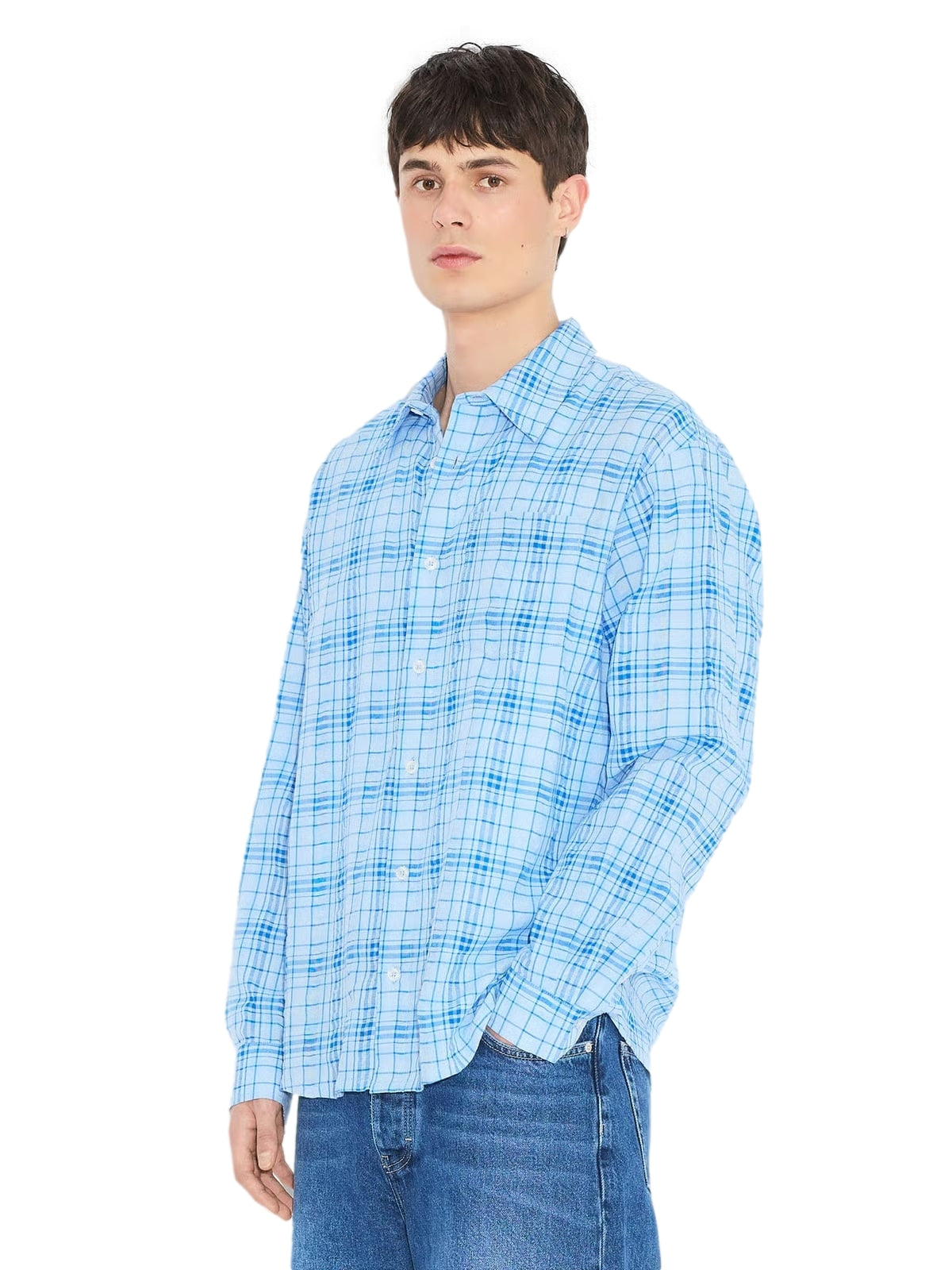 Holzweiler Regular Check Shirt Skjorte Blå - modostore.no