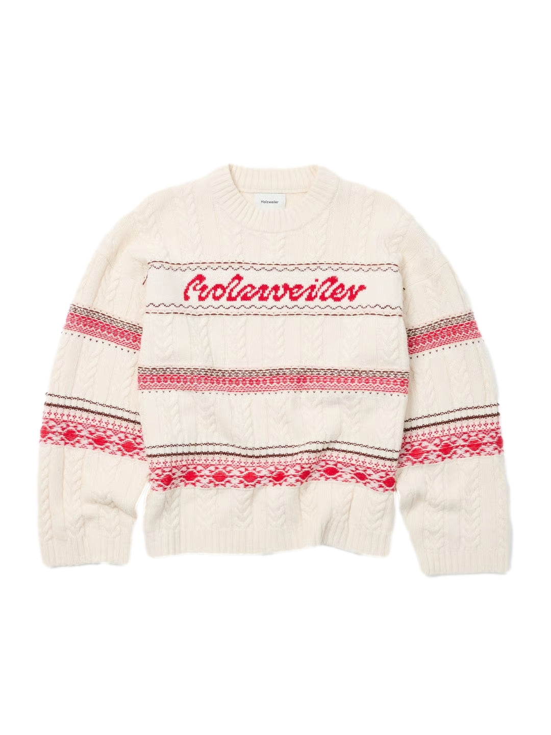 Holzweiler W. Holzweiler Logo Crew Genser Beige Og Rød