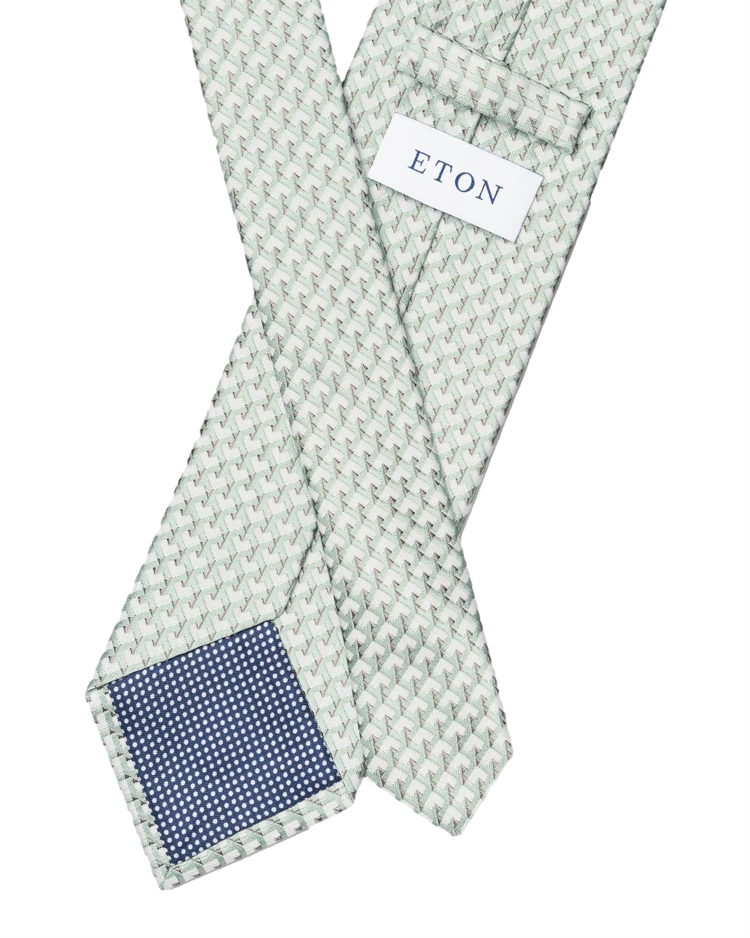 Eton Geometric Print Silk Tie Slips Grønn Mønster