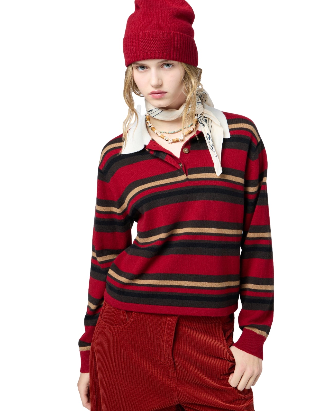 Guest In Residence Cropped Stripe Rugby Genser Rødt Mønster - modostore.no