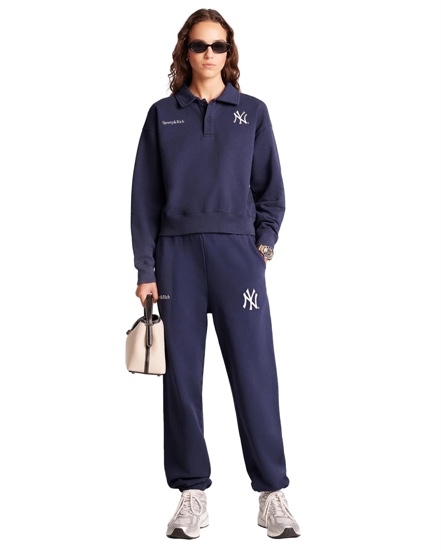 Sporty & Rich Yankees Serif Sweatpant Joggebukse Navy - modostore.no