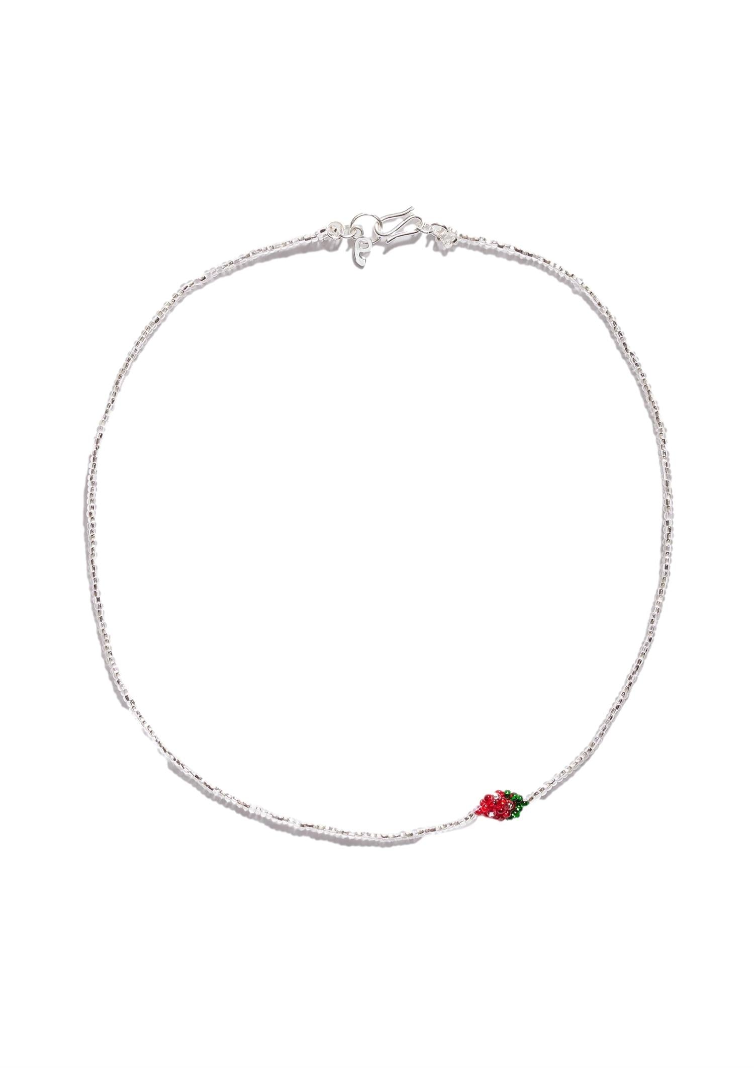 Pura Utz Mini Silver Strawberry Necklace Smykke Sølv Og Rød - modostore.no
