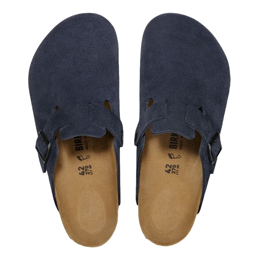 Birkenstock Boston Suede Leather Regular Sko Navy - modostore.no