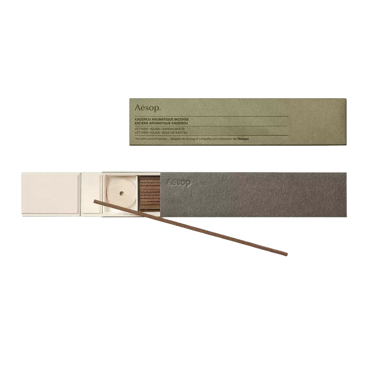 Aesop Sarashina Aromatique Incense duftpinner i grønn emballasje