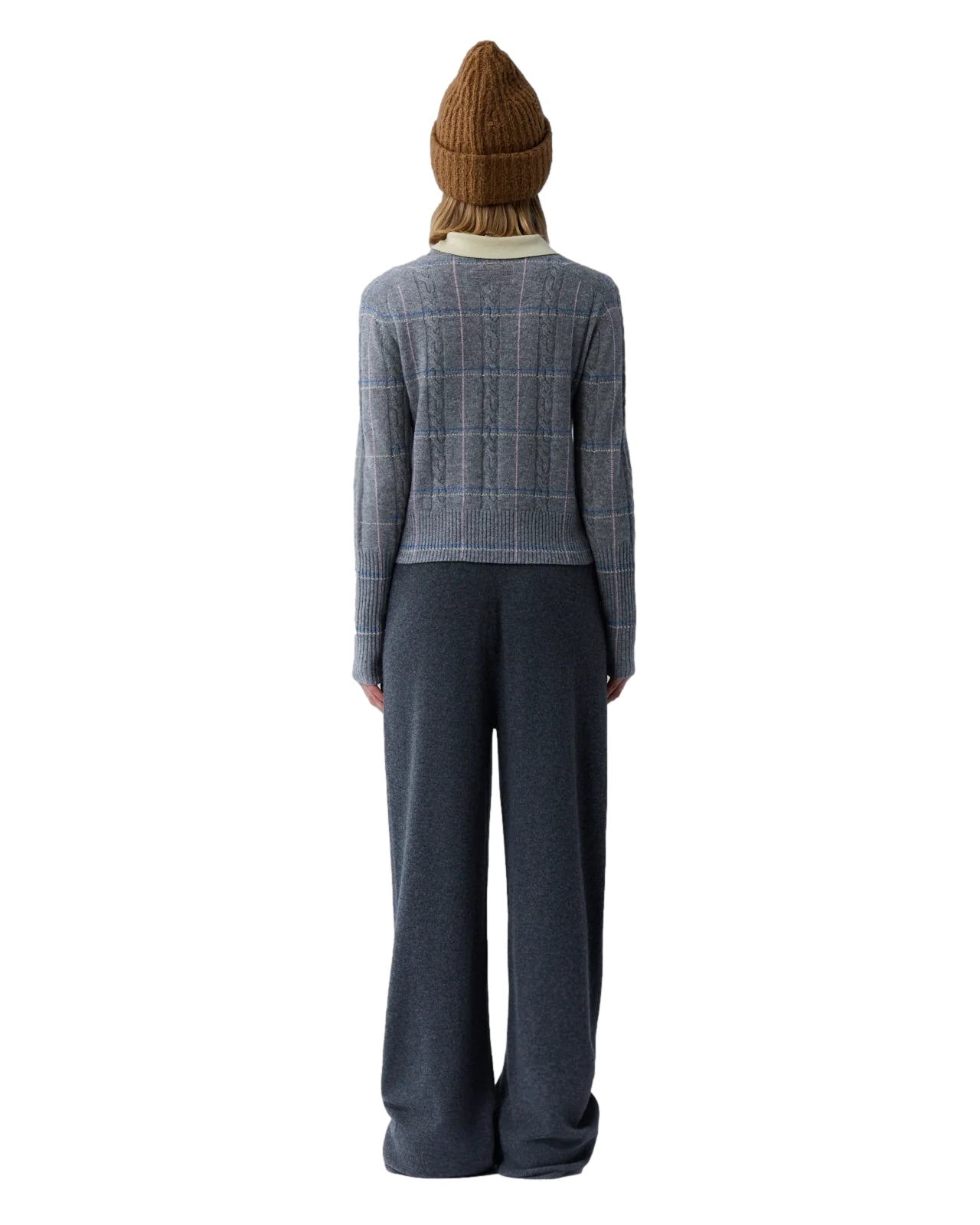 Guest In Residence Shrunken Check Crew Genser Grå Mønster