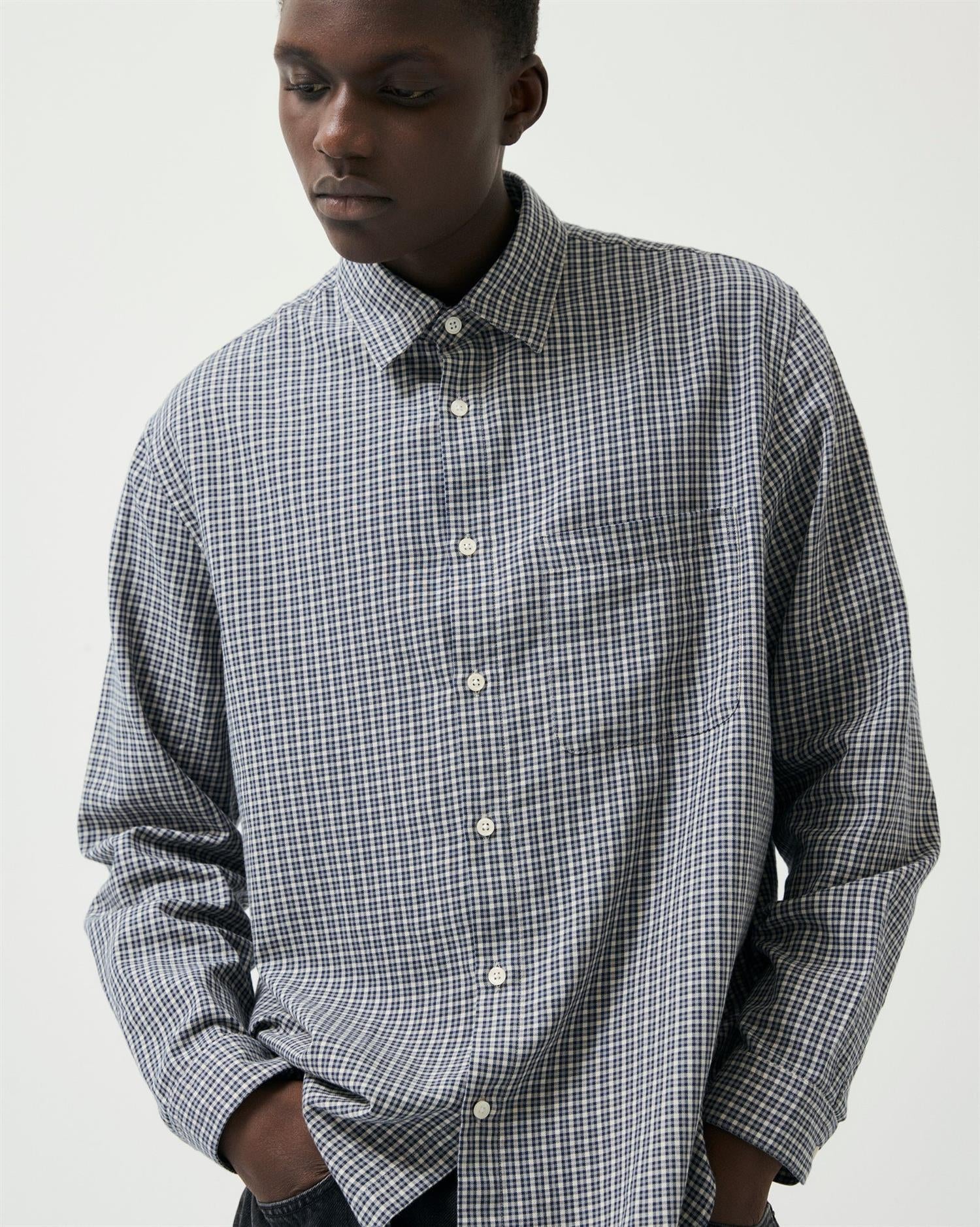 Garment Project Relaxed LS Shirt Skjorte Navy Ruter