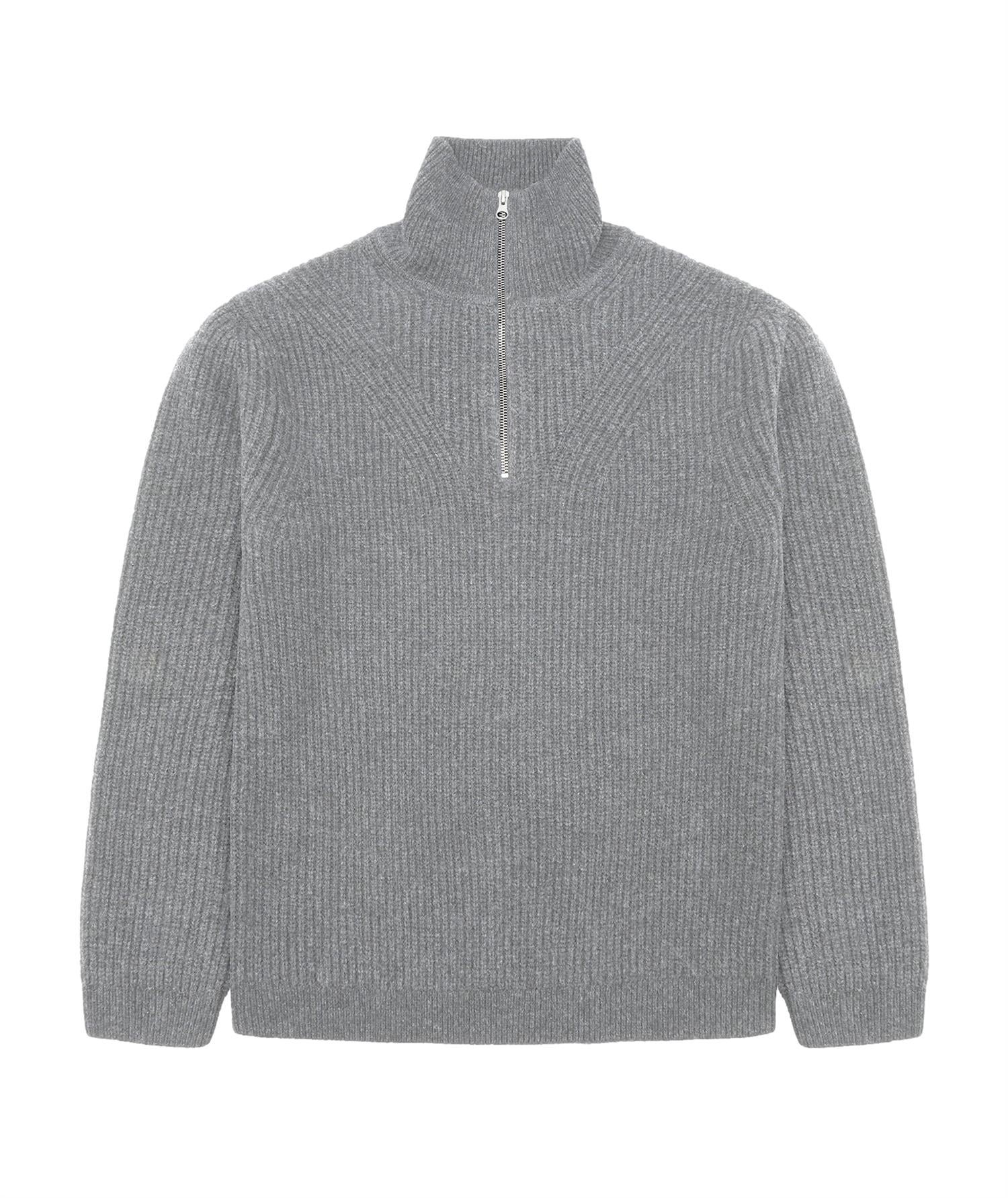 Garment Project Half Zip Wool Knit Genser Lys Grå Melert