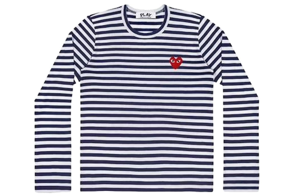 Comme des Garcons Play Ladies T-shirt Long Sleeve Longsleeve Navy - modostore.no