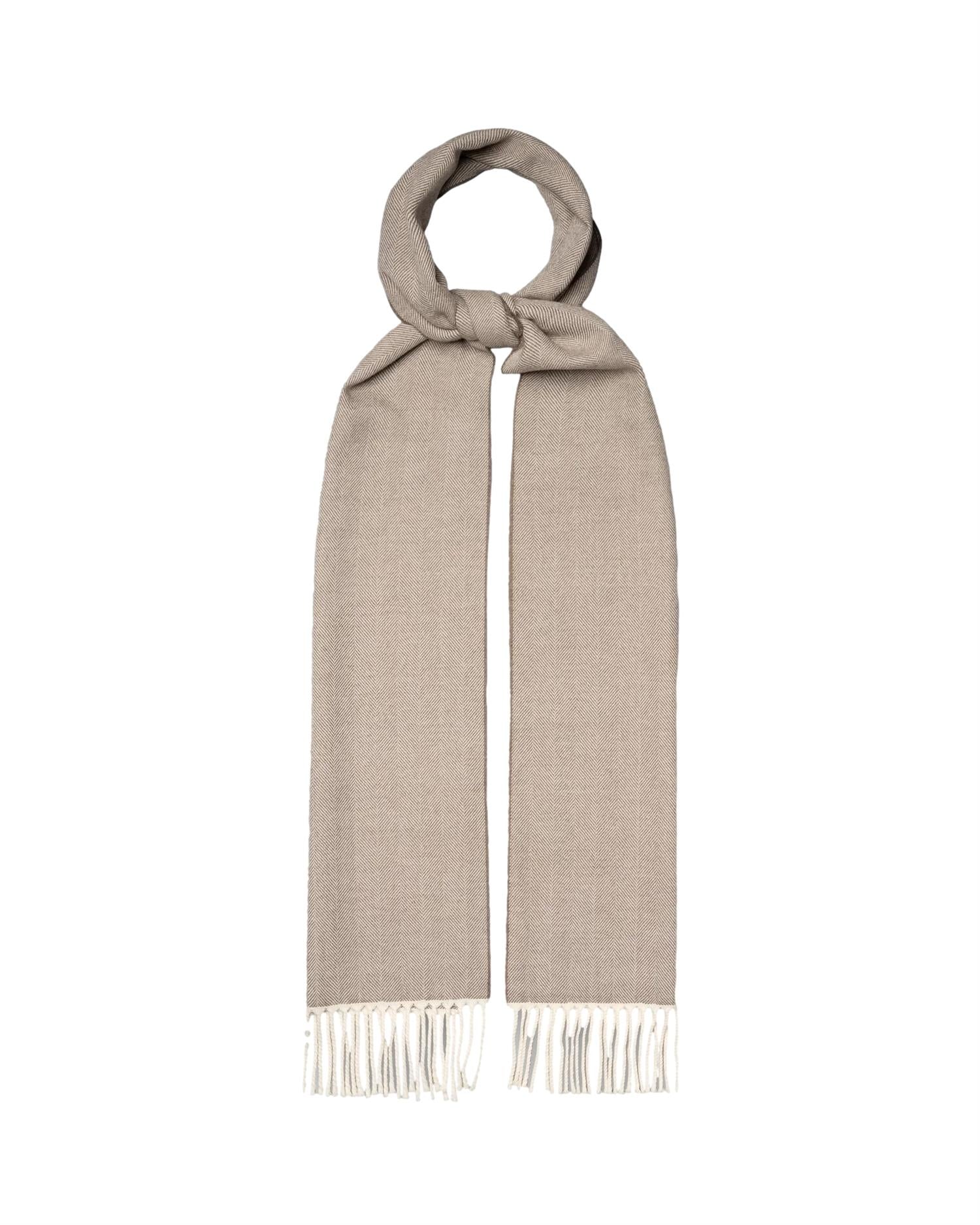Eton Herringbone Merino Scarf Skjerf Beige - modostore.no