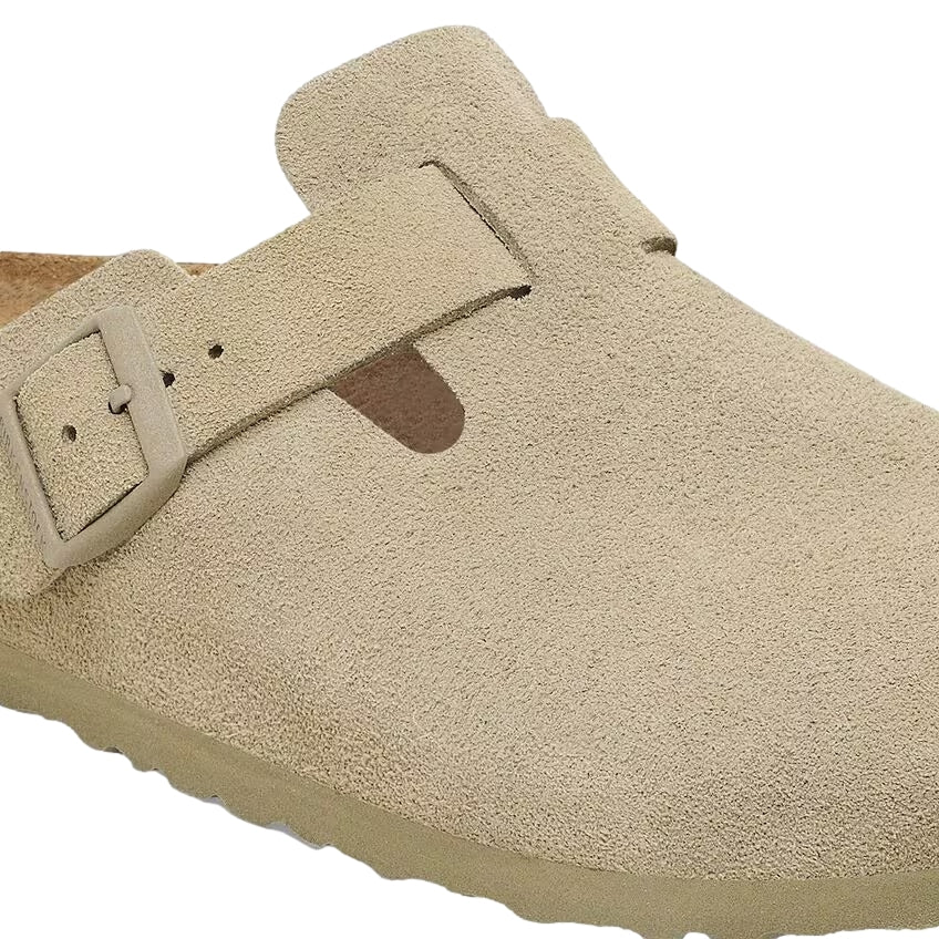 Birkenstock Boston Suede Leather Regular Faded Khaki Sko Khaki - modostore.no