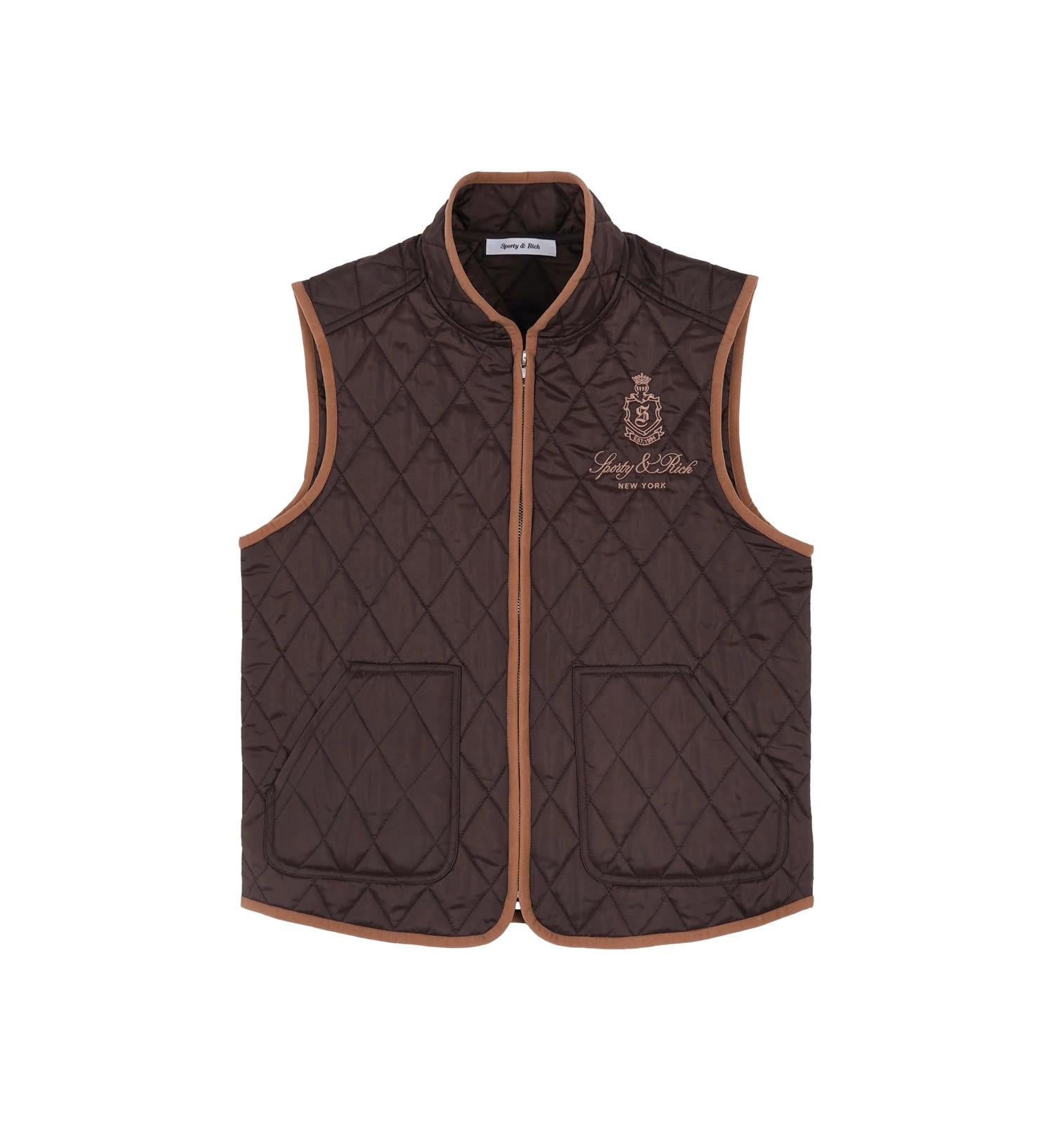 Sporty & Rich Venedom quilted riding vest Vest Brun - modostore.no