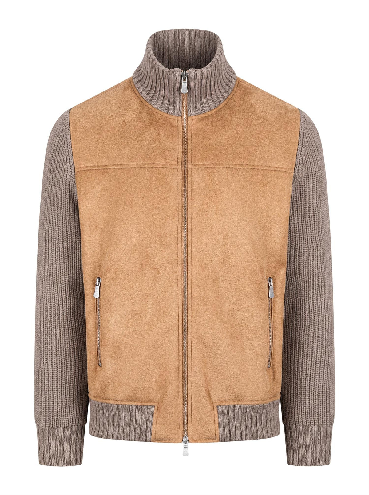 Gran Sasso Alcantara Faux Shearling Jacket Jakke Lysebrun