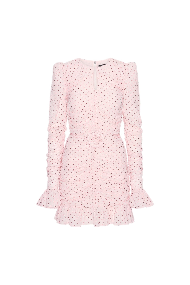 ROTATE Mini Ruched Dress Kjole Rosa Mønster