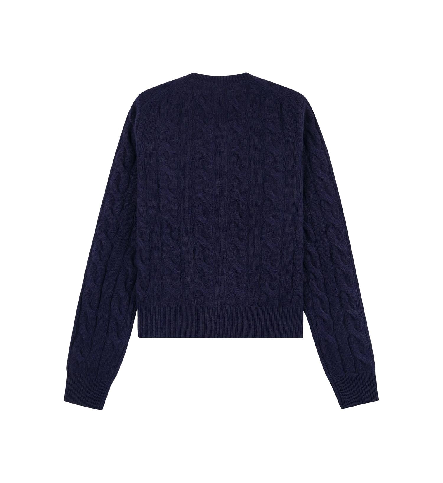 Sporty & Rich SRC Cable-knit Cashmere Cardigan Cardigan Navy - modostore.no