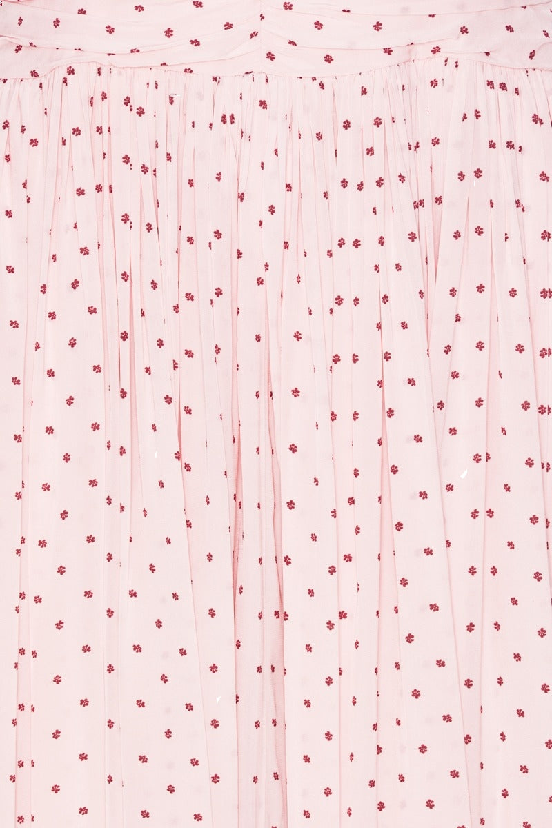 ROTATE NS Ruched Dress Kjole Rosa Mønster