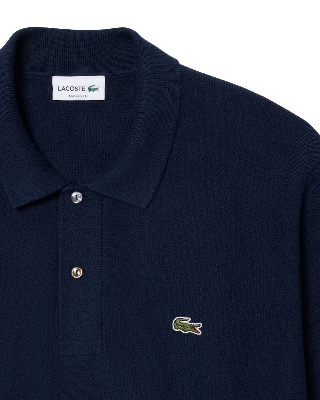 Lacoste Classic Fit Long Sleeved Knitted Polo Shirt Genser Navy