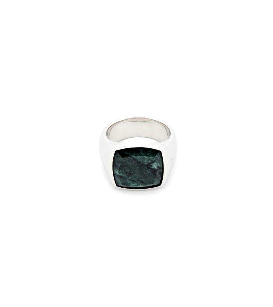 Tom Wood The Cushion Green Marble Ring Sølv