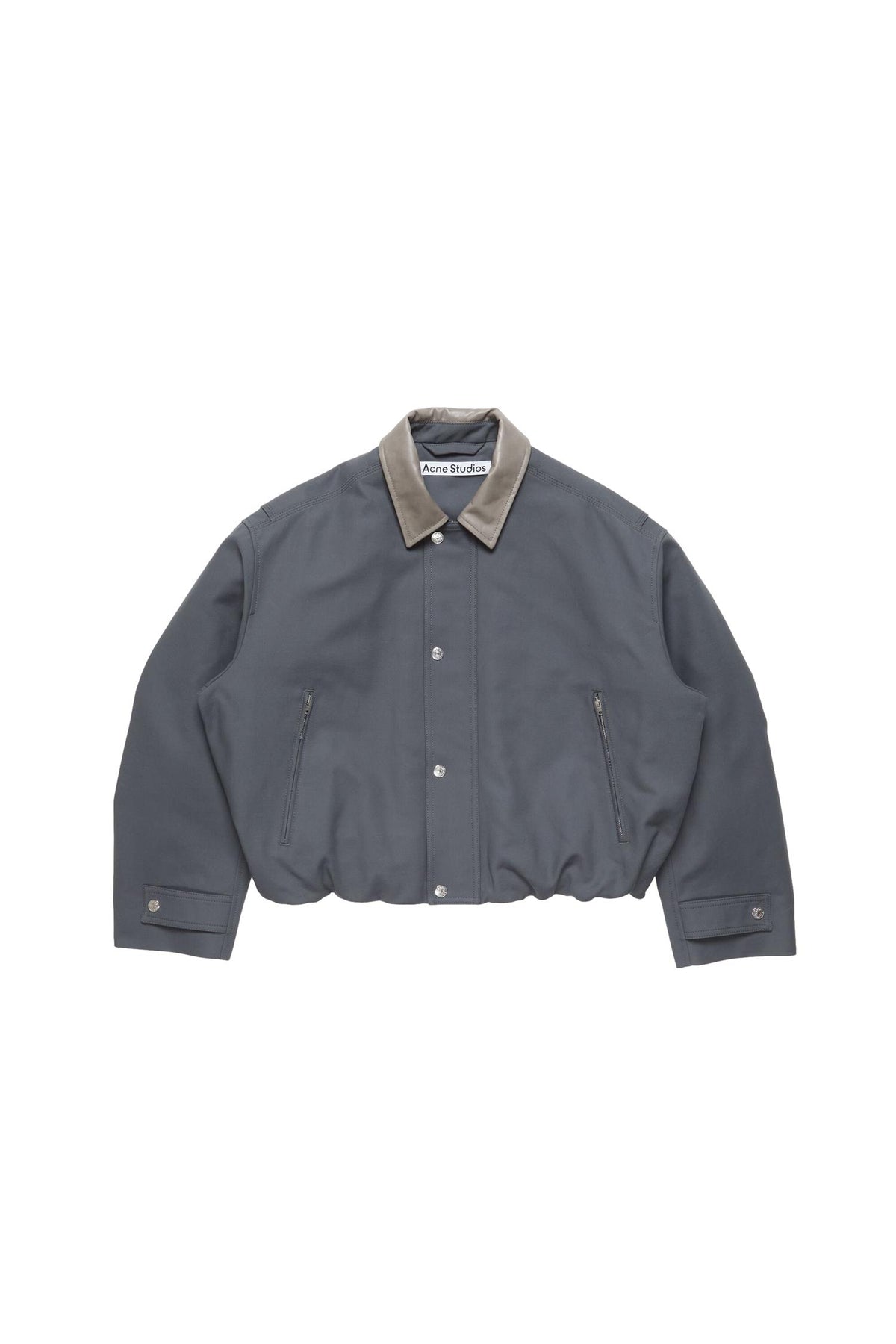 Acne Bomber Leather Collar Jakke Mørkegrå