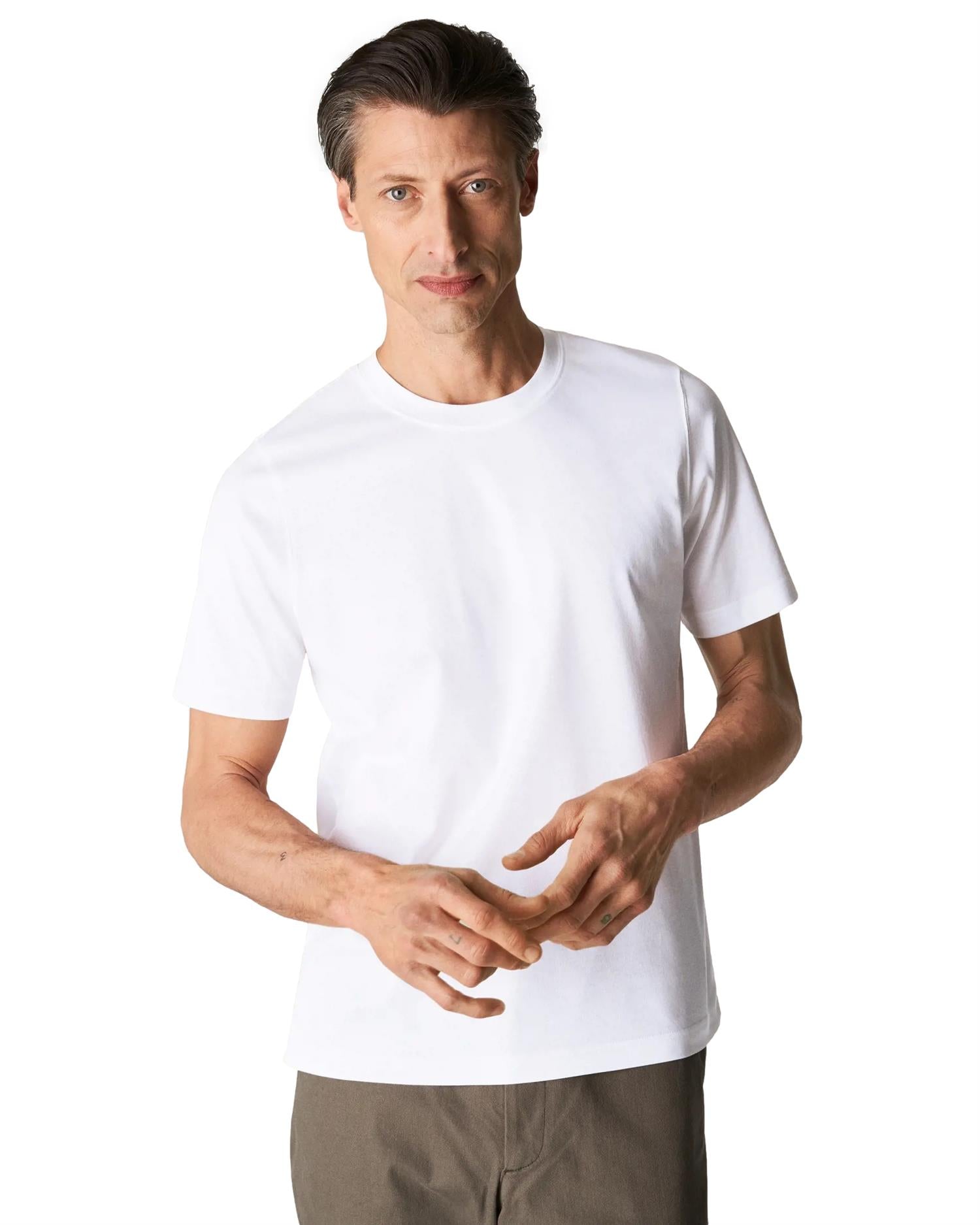 Eton Filo di Scozia T-shirt T-shirt Hvit - modostore.no