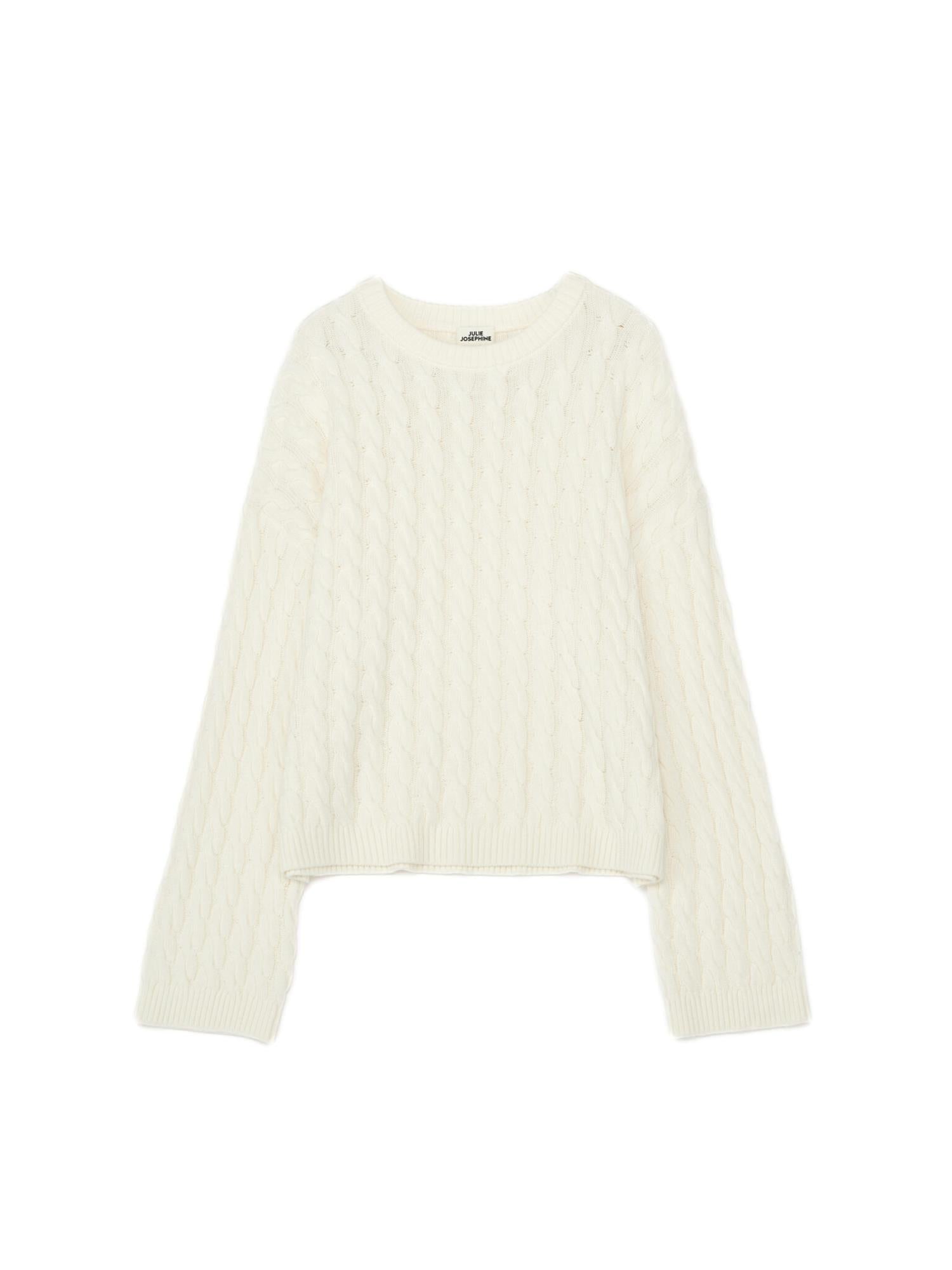 Julie Josephine Cable Knit Sweater Genser Off-White - modostore.no