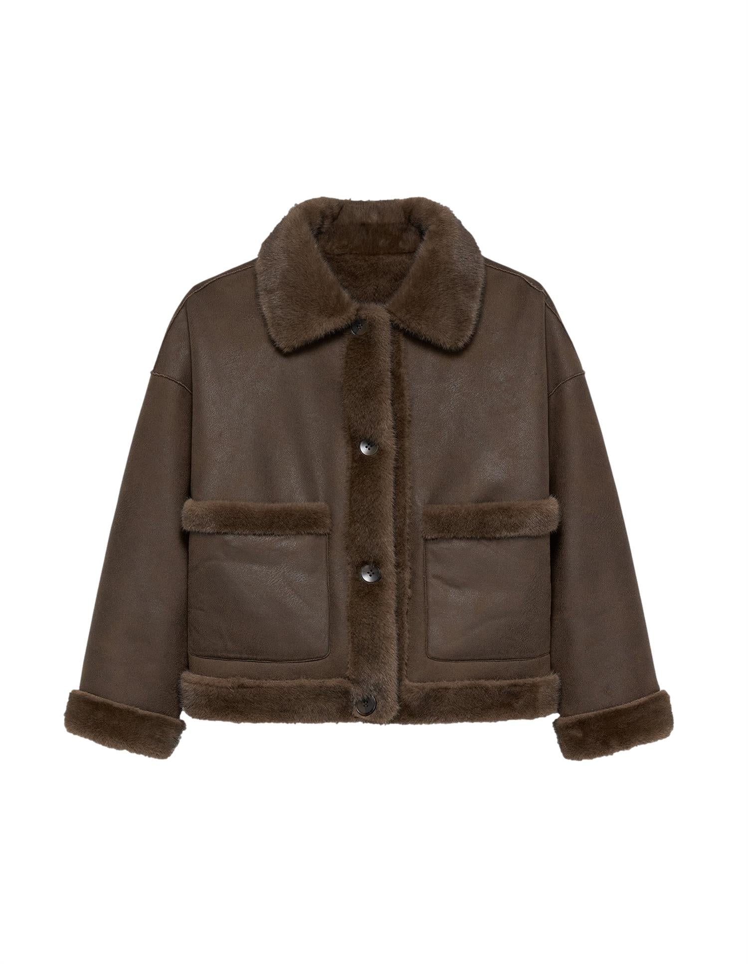 Studio AR Faje Faux Mink Jakke Brun