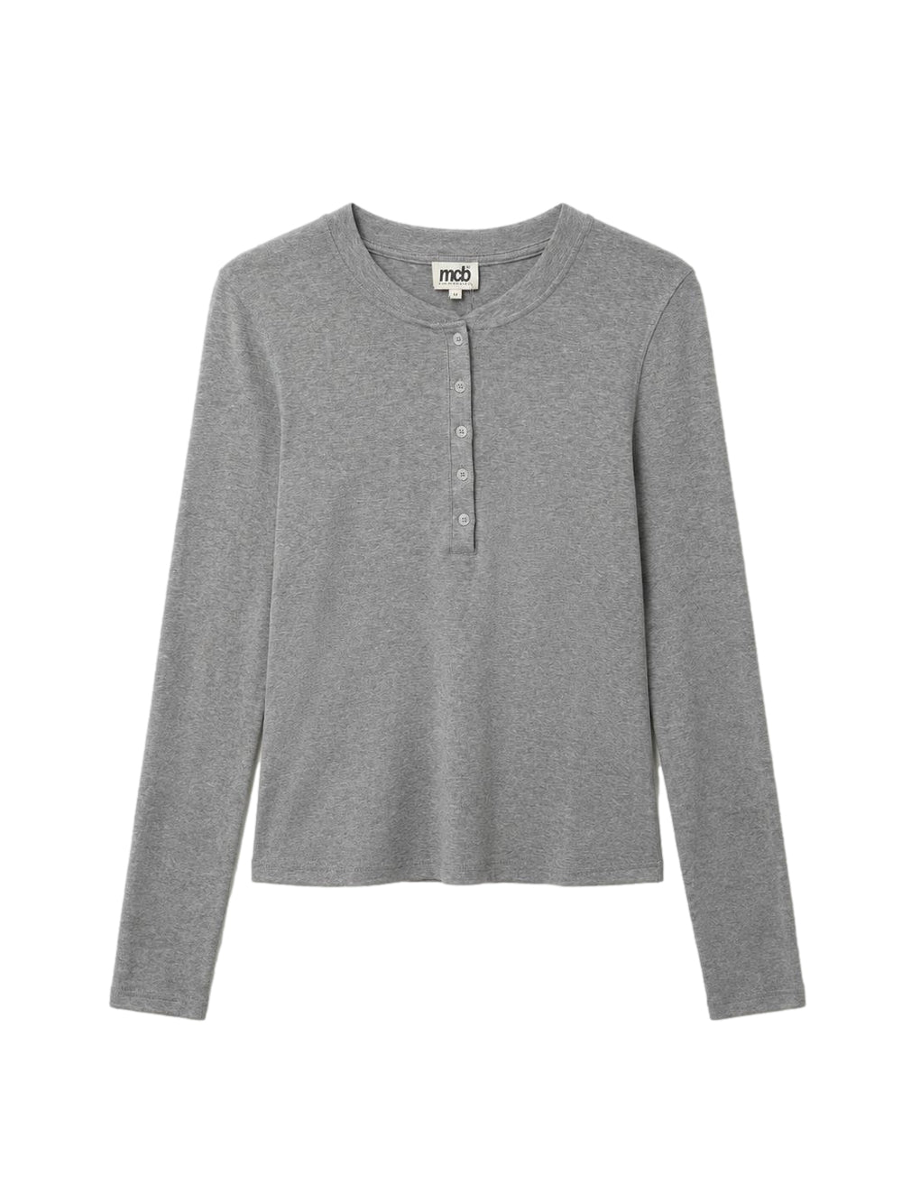 Lysegrå MCB Sportswear kvinnes Henley-genser med knappestolpe og rund hals, gjort av mykt, komfortabelt stoff.