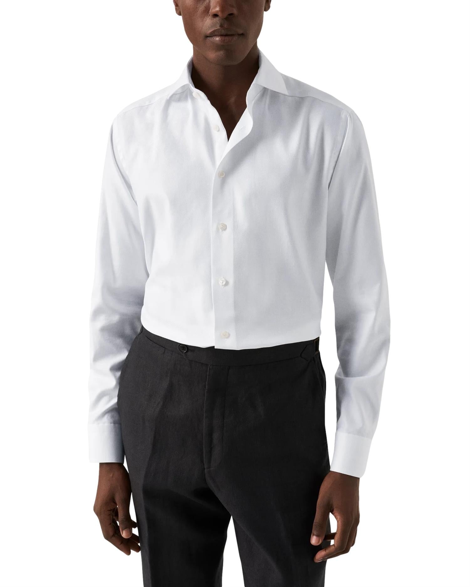 Eton Semi Solid Fine Twill Shirt Skjorte Off-White