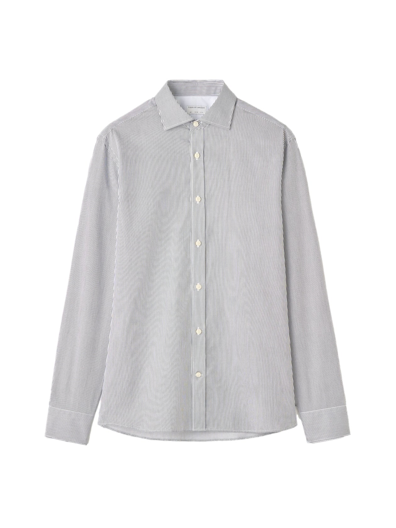 Tiger of Sweden Adley C Cotton Stripe Shirt Skjorte Stripet Mørkeblå