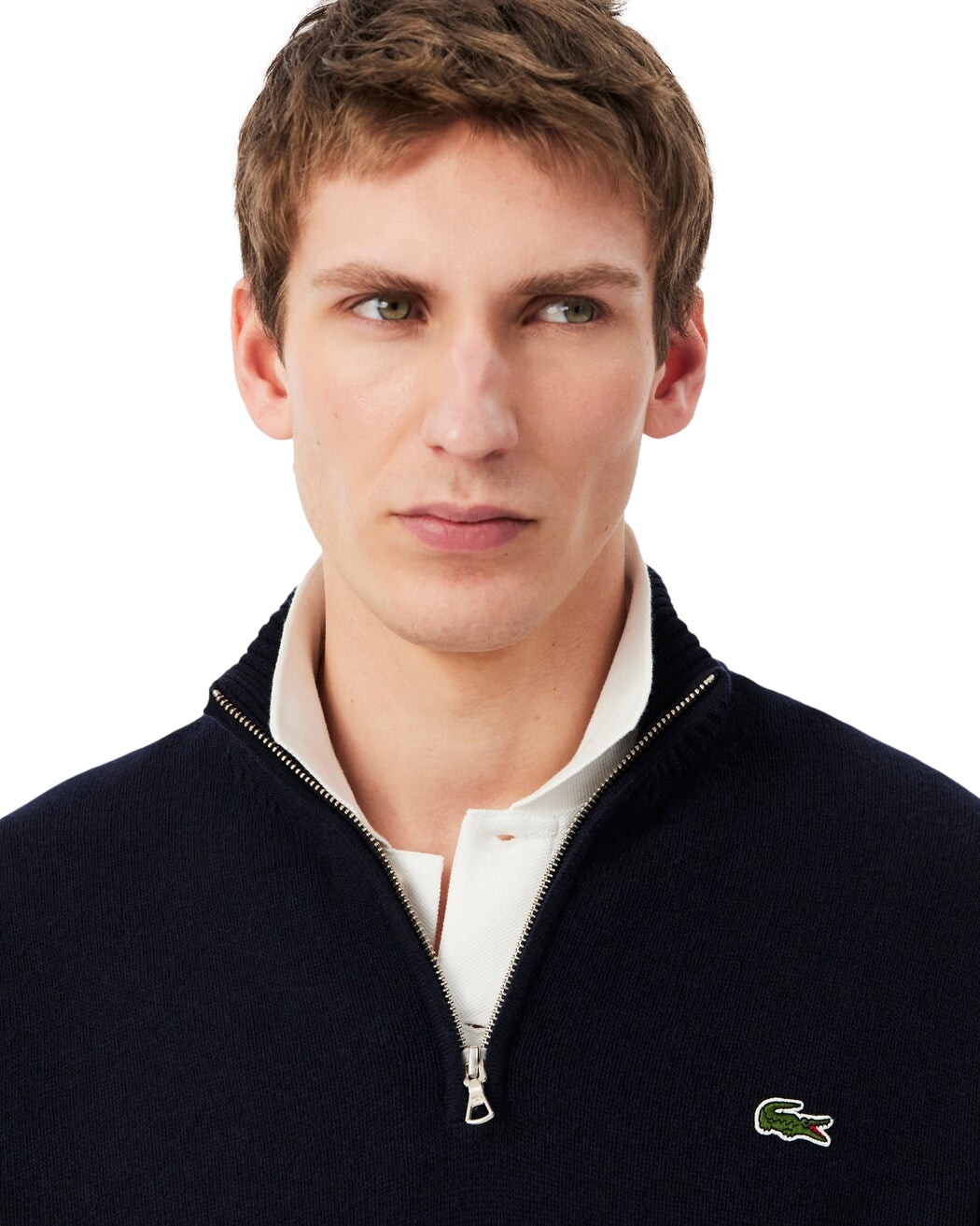 Lacoste Zipper High Neck Wool Sweater Genser Navy