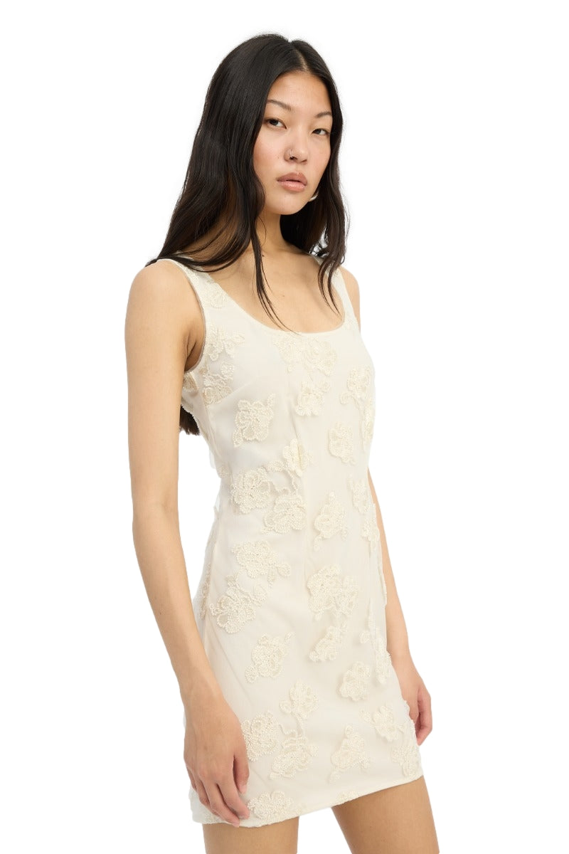 ROTATE Wedding Beaded Mini Dress Kjole Off-White - modostore.no