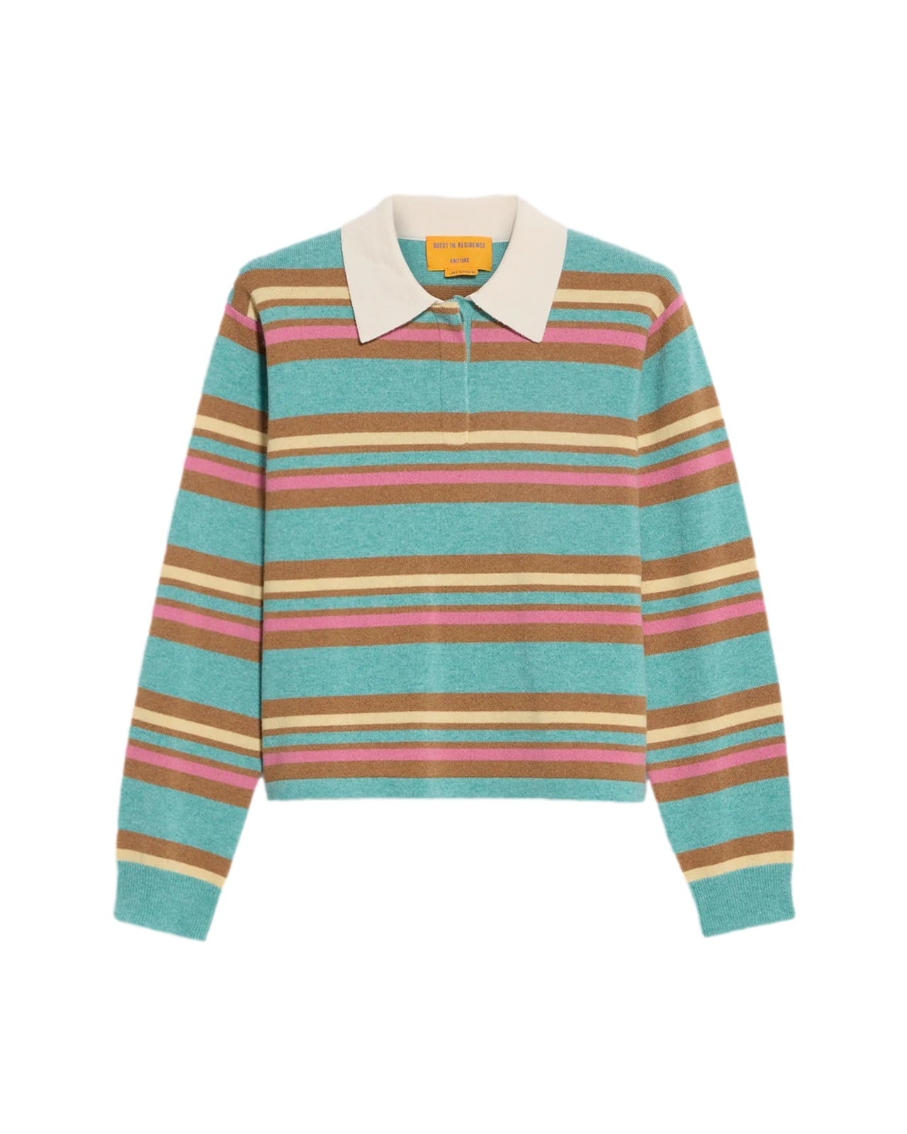 Guest In Residence Cropped Stripe Rugby Genser Turkis Mønster
