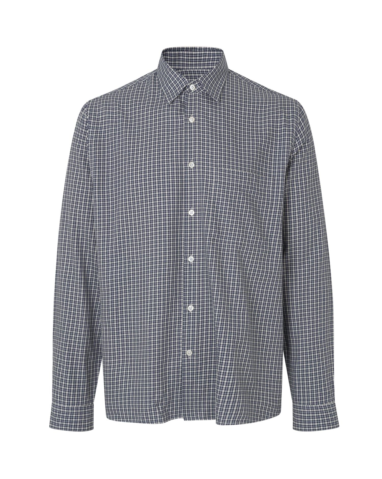 Garment Project Relaxed LS Shirt Skjorte Navy Ruter