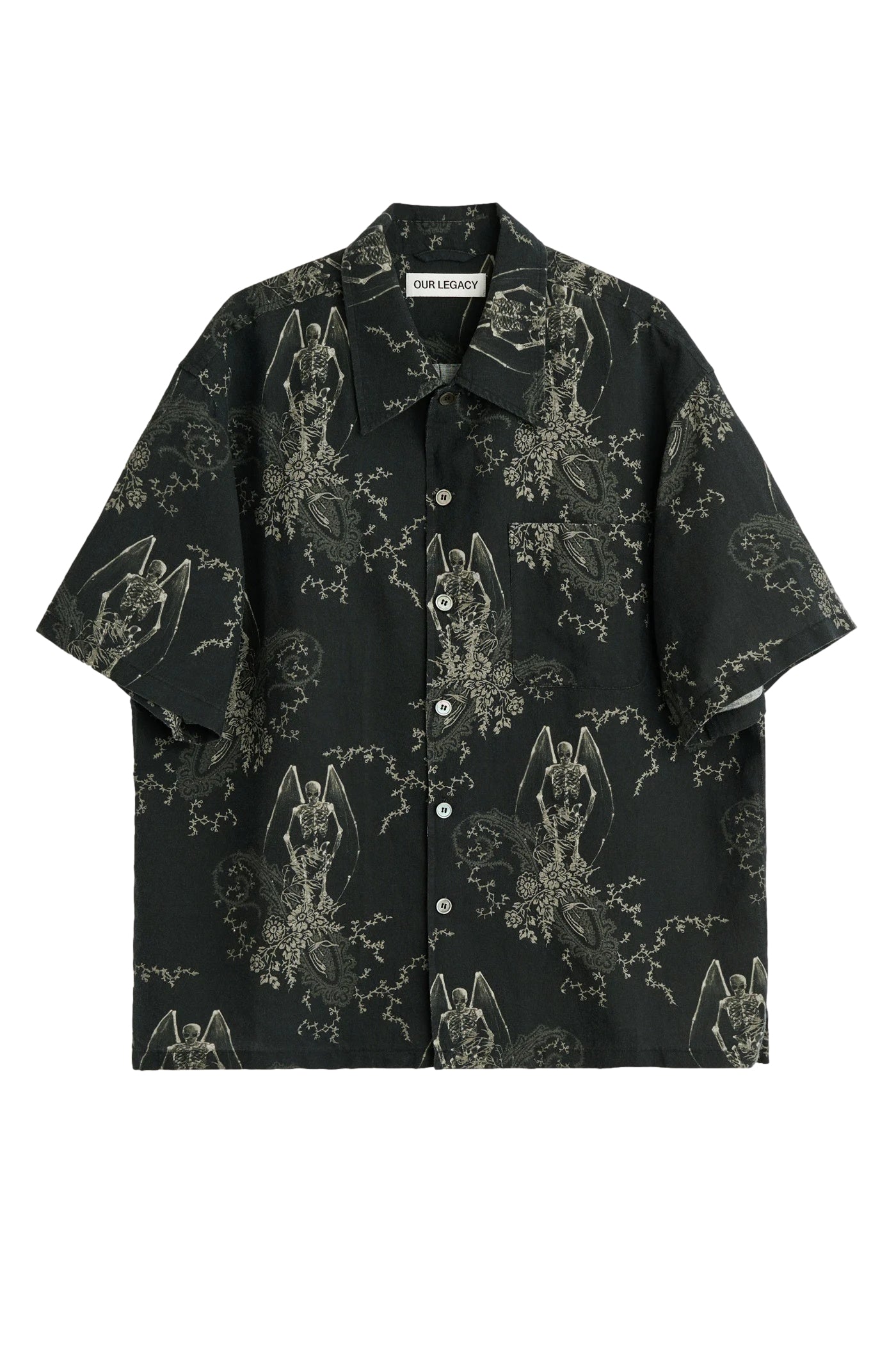Our Legacy Every Shirt Shortsleeve Skjorte Sort Mønster - modostore.no