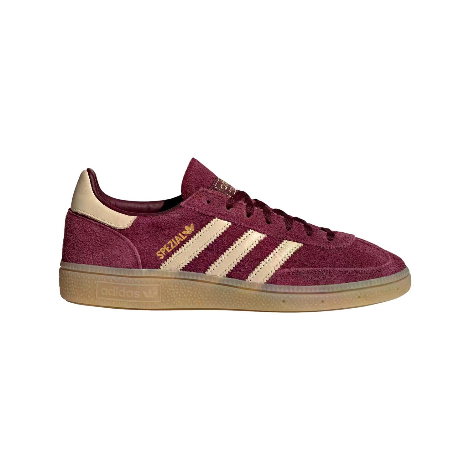 Adidas Handball Spezial W KK0929 burgunder sko for kvinner, komfortabel og stilfull håndball- og fritidssko, synlig på bildet.